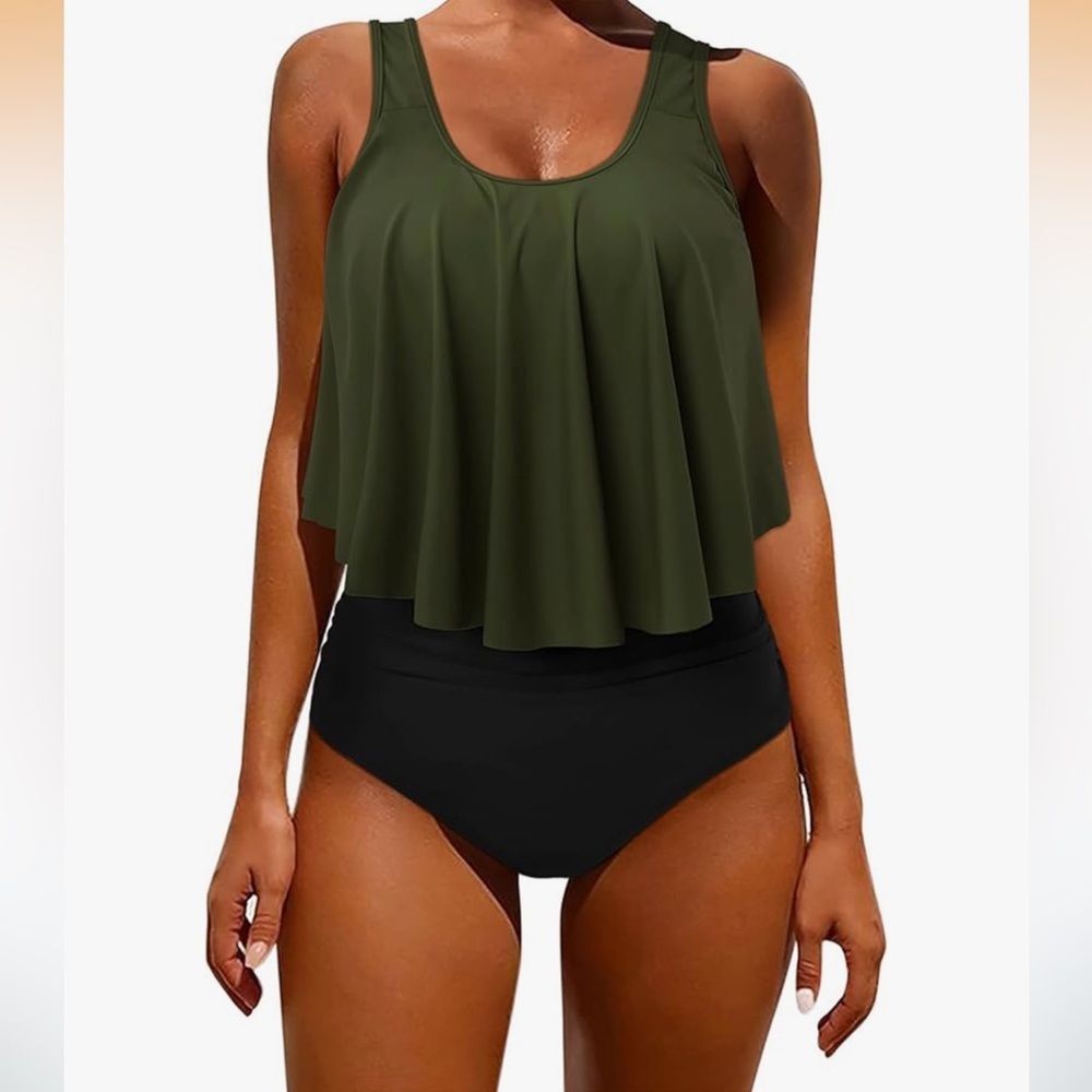 [OMKAGI] Olive Green Swim Bikini Top